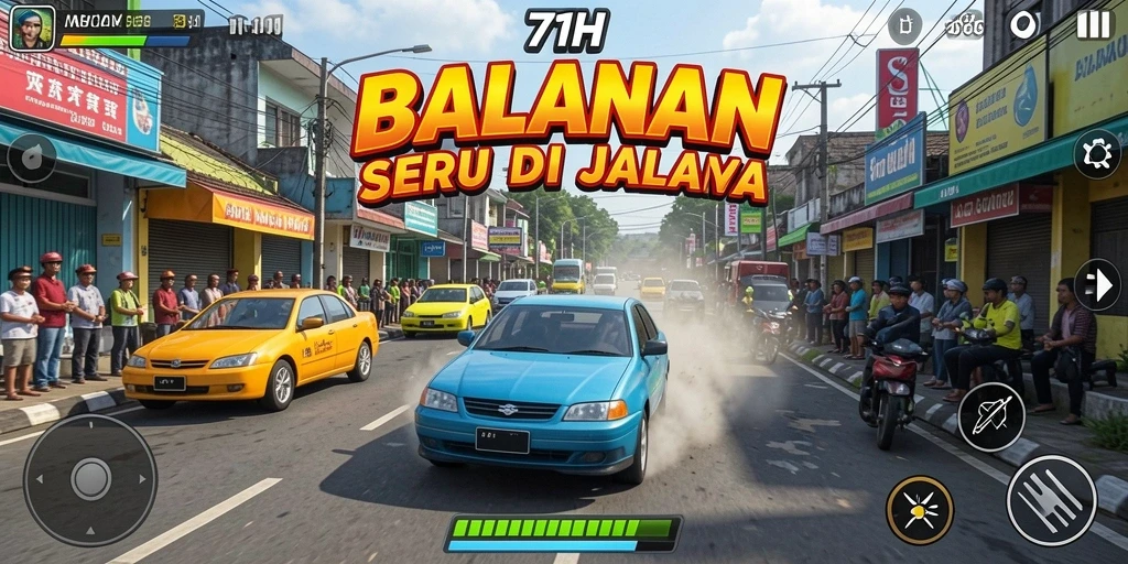 Tampilan seru gameplay balapan di 71H yang menantang.