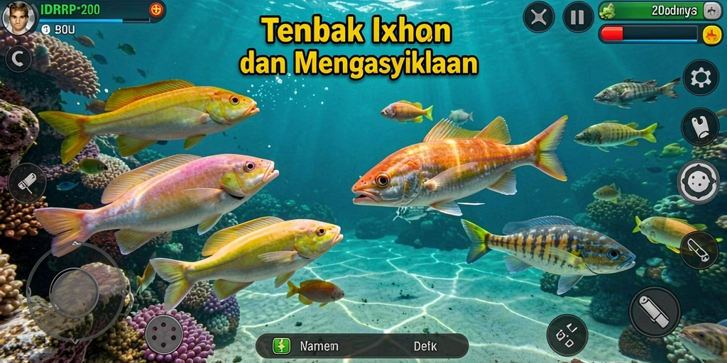 Tampilan gameplay Tembak Ikan yang dinamis dan menarik.