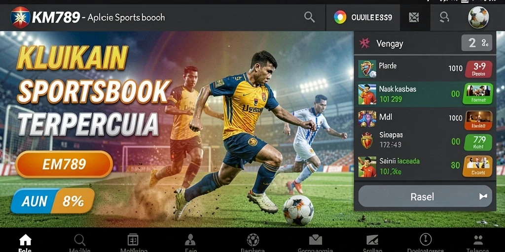 Screenshot utama KM789 menunjukkan pengalaman taruhan interaktif.
