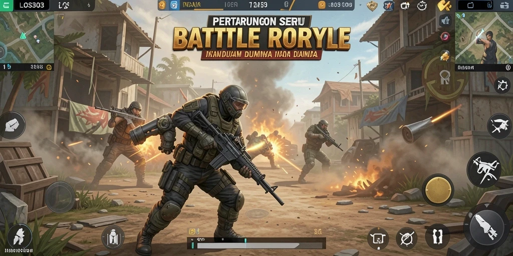 Tangkapan layar dari gameplay intens di LOS303 Battle Royale.