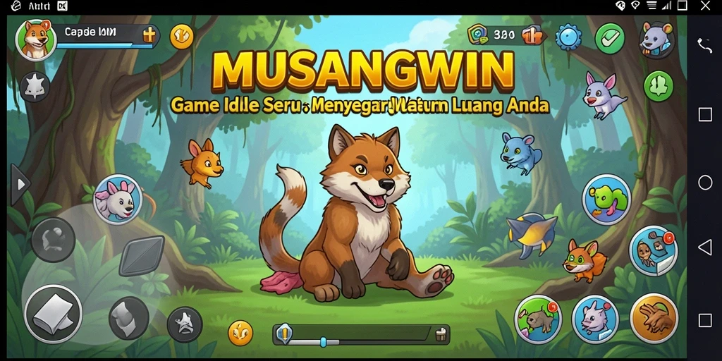 Screenshot gameplay MUSANGWIN menampilkan elemen idle yang cantik.