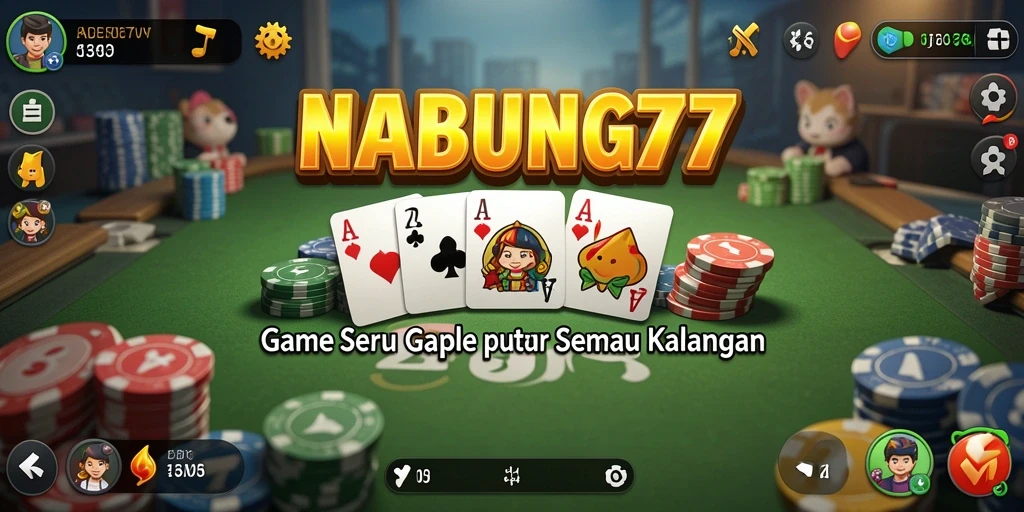 Screenshot utama NABUNG77 menampilkan pemain menikmati permainan Gaple bersama teman.