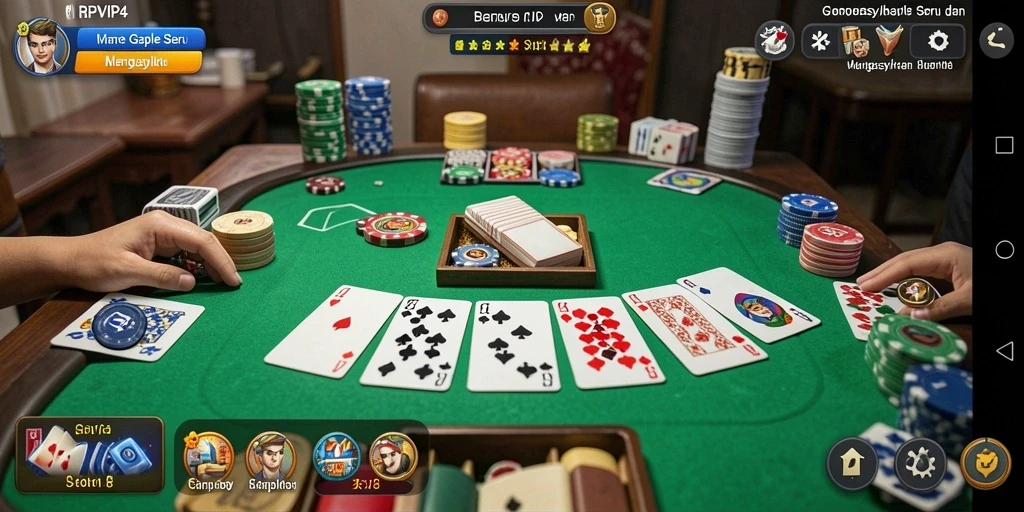 Tampilan gameplay RPVIP4 dengan suasana permainan Gaple menyenangkan.