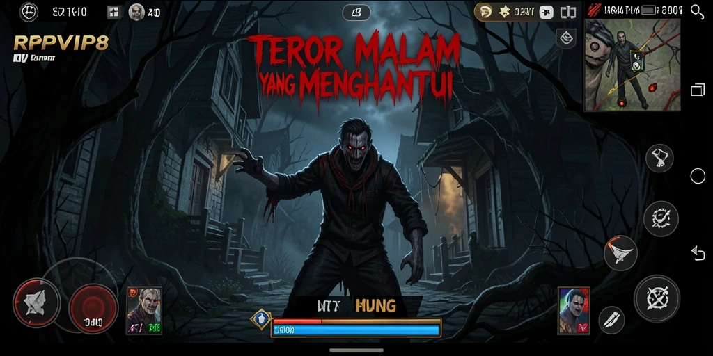 Tangkapan layar gameplay <strong>RPVIP8</strong> menampilkan suasana yang menyeramkan dan menegangkan.