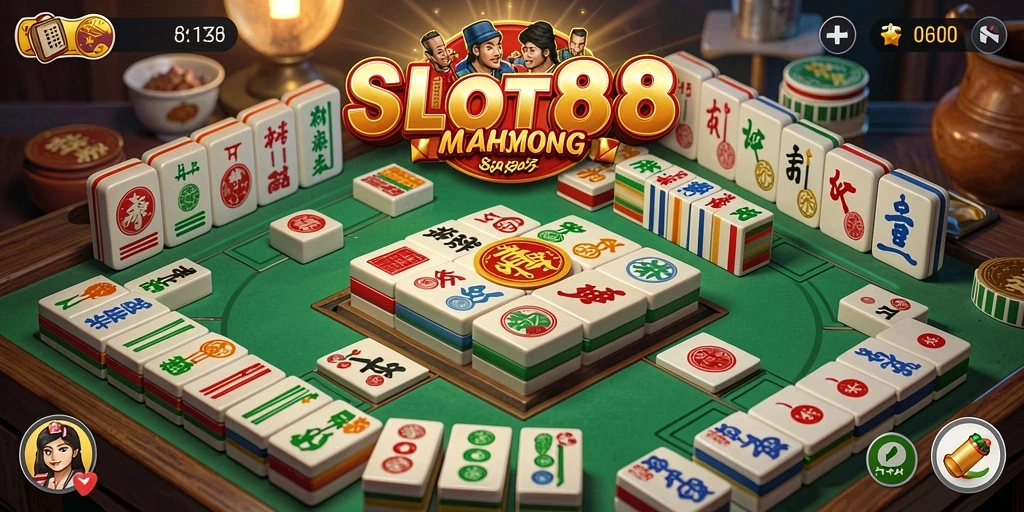 Screenshot gameplay SLOT88 menampilkan momen seru mencocokkan ubin Mahjong.