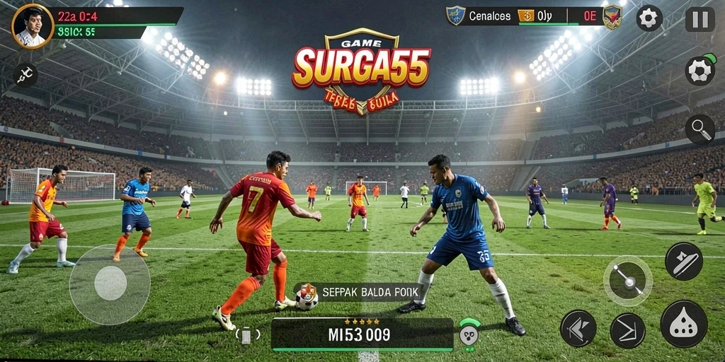 Gameplay menarik SURGA55 dengan aksi sepak bola yang mendebarkan.