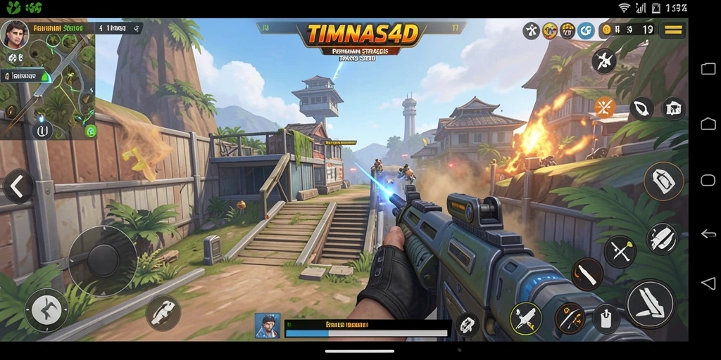Screenshot gameplay TIMNAS4D yang menunjukkan aksi seru dalam pertempuran TPS.