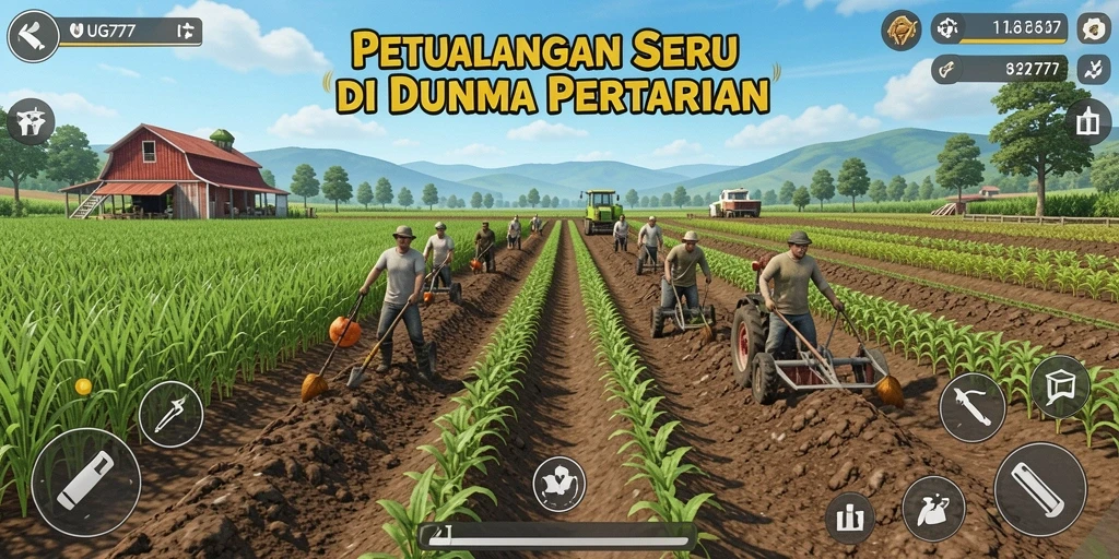 Tangkapan layar gameplay UG777 menampilkan aktivitas bertani yang seru dan interaktif.