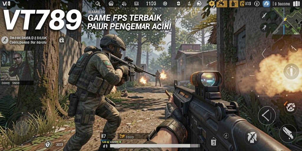 Tampilan gameplay VT789 dengan aksi tembak-menembak yang intens.